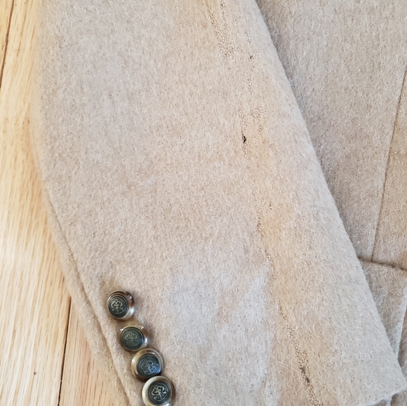 Talbots Womens Pure Camel Hair Blazer 14 FLAWS Tan Vintage 2 Button Long - Picture 12 of 14